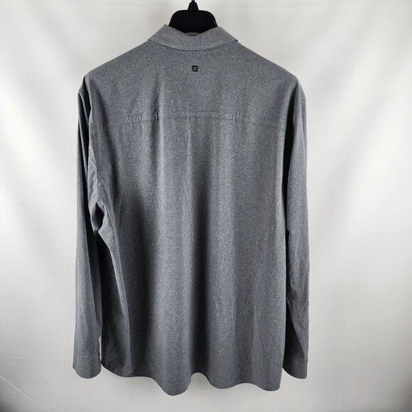 01.Algo Shirt Mens XXL Gray L/S Performance Stretch Button Up - Picture 2 of 6